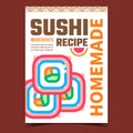 Sushi Homemade Recipe Promotional Banner Vector