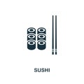 Sushi icon. Monochrome style icon design from meal icon collection. UI. Illustration of sushi icon. Pictogram isolated on white. R