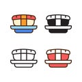 sushi icon in 4 style: flat, glyph, outline, duotone design