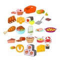 Sushi icons set, cartoon style