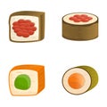 Sushi icons set cartoon vector. Japan asian food