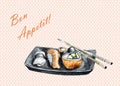 Sushi illustration- Hand Drawn Sketch Royalty Free Stock Photo
