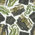 Sushi Ingredients Pattern with Seaweed and Rice Royalty Free Stock Photo