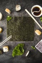 sushi with ingredients vertical frame. High quality photo Royalty Free Stock Photo
