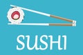 Sushi japan with two sticks isolated. Sushi logo flat style design. Restaurant japanese, asian food