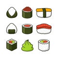 Sushi japanese food cartoon design collection Royalty Free Stock Photo