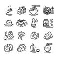 Sushi Japanese Food Sign Thin Line Icon Set. Vector Royalty Free Stock Photo