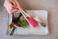 sushi Japanese style fresh serve on white plate Royalty Free Stock Photo