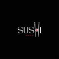 Sushi Logo With Sushi Roll Menu On Black