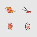 Sushi logo template for Japanese food cafe with salmon sushi