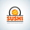 Sushi logo template. Vector logotype design element. Sushi, restaurant, japanese theme. illustration.