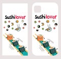 Sushi lover typographic with vector sushi character