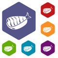 Sushi lunch icon, simple black style Royalty Free Stock Photo