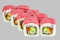 Sushi Maguro Roll with tuna and cucumber Avocado caviar Masago Royalty Free Stock Photo