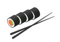 Sushi maki roll with salmon and food chopstick vector or japanese philadelphia white delicious meal with fish and avocado