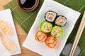 Sushi maki and shrimp sushi Royalty Free Stock Photo