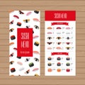 Sushi menu design. Leaflet and flyer layout template. Japanese f Royalty Free Stock Photo