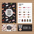 Sushi menu design. A4 size and flyer layout template. Japanese Royalty Free Stock Photo
