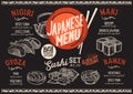 Sushi menu restaurant, food template. Royalty Free Stock Photo