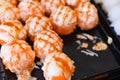 Sushi menu set Japanese cuisine fresh ingredients on tray - Japanese food sushi ball with cream sauce and tobiko egg is orange Royalty Free Stock Photo