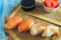 Sushi nagiri with salmon and tuna