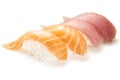 Sushi nigiri with salmon and tuna