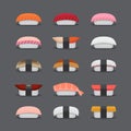 Sushi nigiri set, flat style