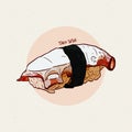 Sushi Nigiri, Tako, Octopus. Hand draw sketch vector Royalty Free Stock Photo