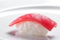 Sushi nigiri with tuna on a white background Royalty Free Stock Photo