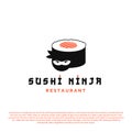 Sushi ninja logo template, Japanese traditional food