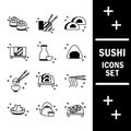 Sushi oriental japanese menu traditonal food icons set line style icon Royalty Free Stock Photo