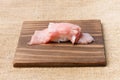 Sushi Otoro on wood, nature style Royalty Free Stock Photo