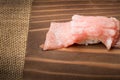 Sushi Otoro on wood, nature style Royalty Free Stock Photo