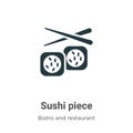 Sushi piece vector icon on white background. Flat vector sushi piece icon symbol sign from modern bistro and restaurant collection Royalty Free Stock Photo