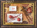 Sushi plate Christmas background with frame from the picture Royalty Free Stock Photo