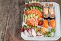 sushi plate. sushi rolls. Japanese food. Royalty Free Stock Photo