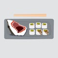 Sushi plate with shark.