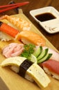 Sushi on plate, traditional japanese food Royalty Free Stock Photo