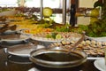 Sushi in plates, served in a restaurant