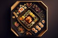 Sushi Platter - Perfect for Romantic Dates Top View. Generative AI.