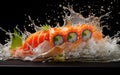 Sushi Plunge Captivating Macro Food. Generative AI