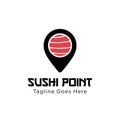 Sushi point logo design vector template illustration. sushi restaurant, sushi bar, sashimi, Japanese food symbol icon