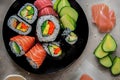 The Sushi set image for Japanese food concept, Ai generator image Royalty Free Stock Photo