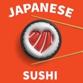 Sushi poster design. 3D illustration