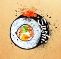 Sushi poster watercolor