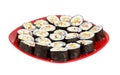 Sushi on red plate Royalty Free Stock Photo