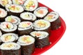 Sushi on red plate Royalty Free Stock Photo