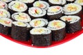 Sushi on red plate Royalty Free Stock Photo