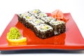 Sushi on a red plate Royalty Free Stock Photo