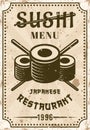 Sushi restaurant menu vector vintage poster